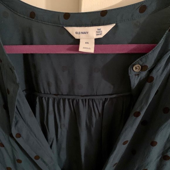 XXL Old Navy long sleeve tunic green polka dot - Picture 2 of 2